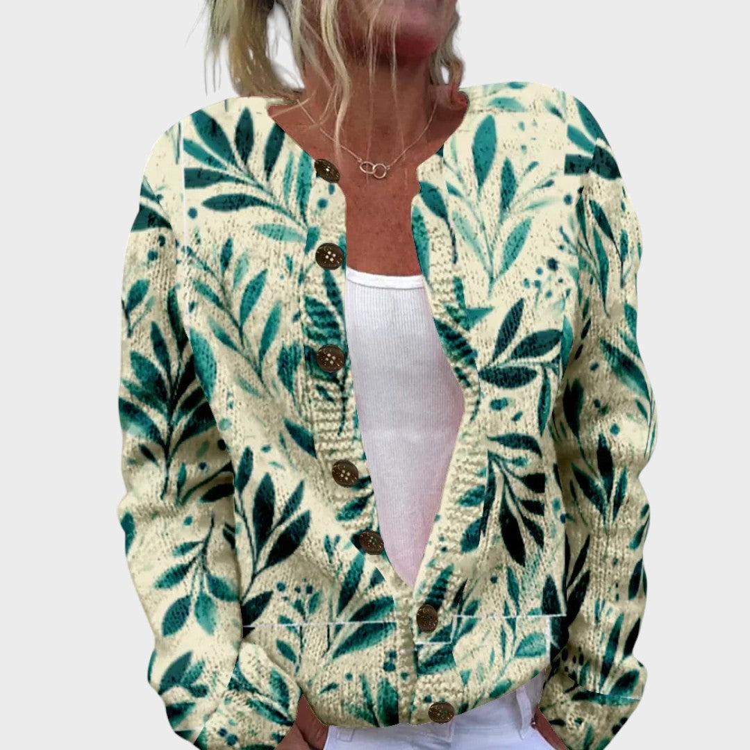 Harper Damen Cardigan mit Blumenmuster, leichte Strickjacke für den Herbst