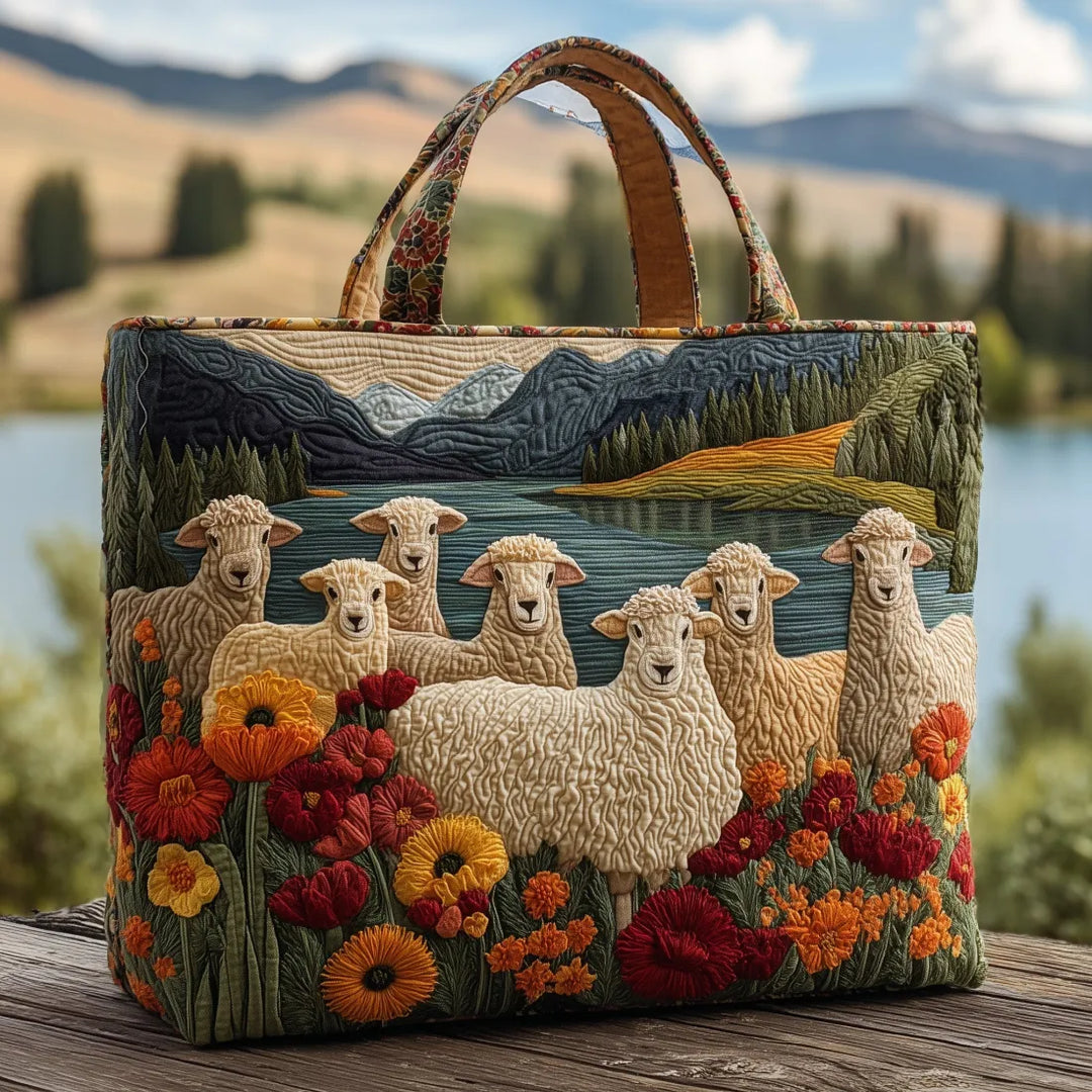 Kunstvoller Shopper – Schafe am See