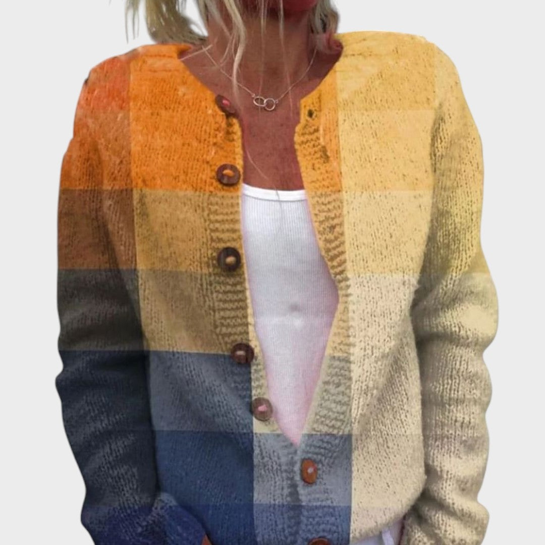 Zoe Damen Cardigan mit Blumenmuster, leichte Strickjacke für den Herbst