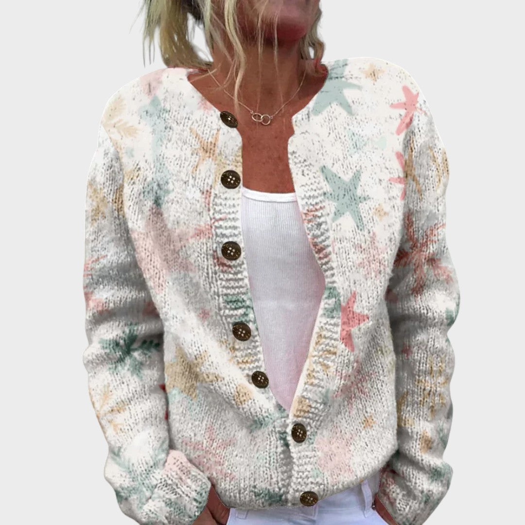 Grace Damen Cardigan mit Blumenmuster, leichte Strickjacke für den Herbst