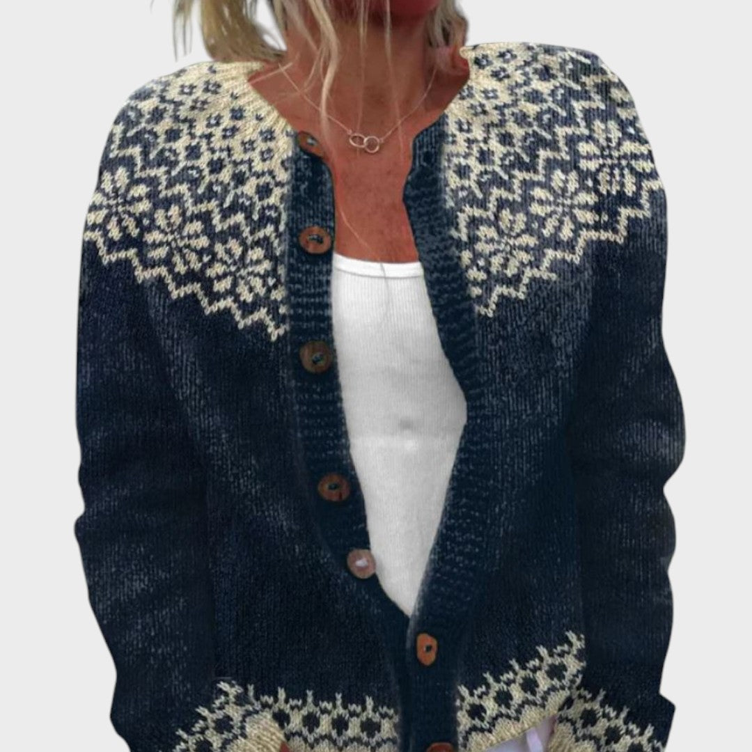 Evie Damen Cardigan mit Blumenmuster, leichte Strickjacke für den Herbst