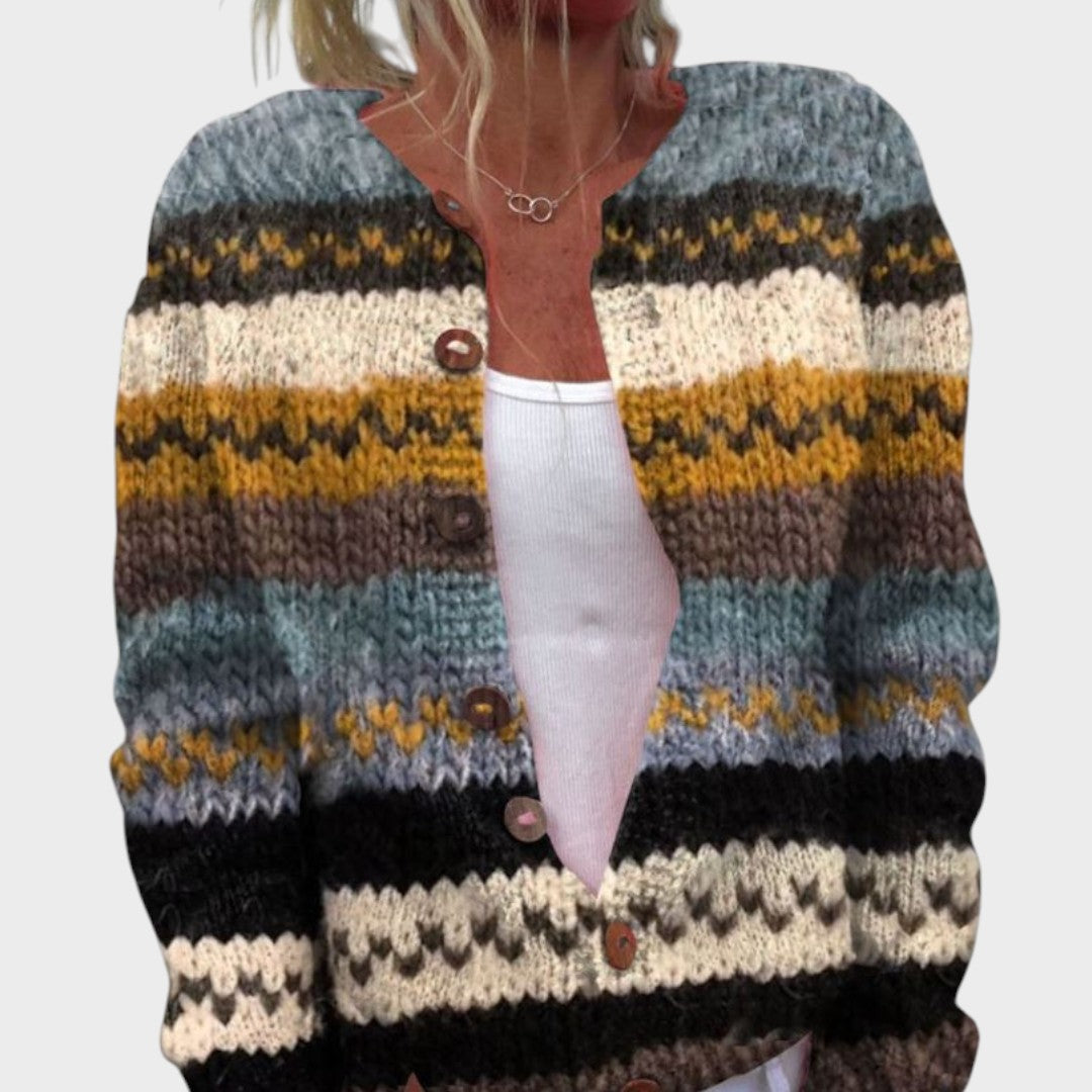 Ava Damen Cardigan mit Blumenmuster, leichte Strickjacke für den Herbst