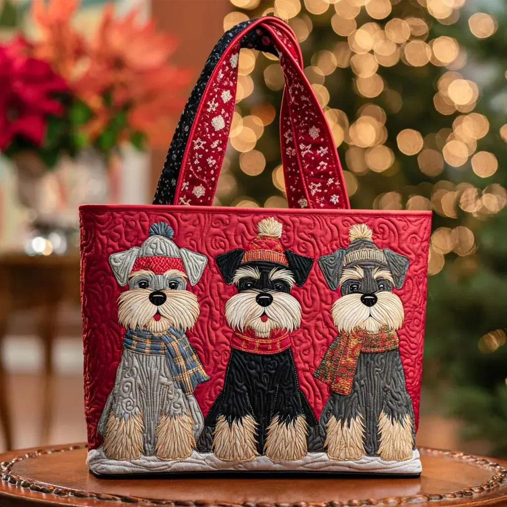Kunstvoller Shopper – Schnauzer-Trio