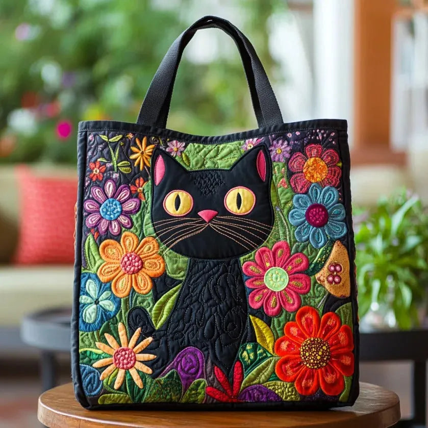 Gesteppter Shopper – Verzauberte schwarze Katze