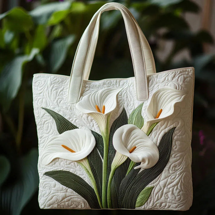Gesteppter Shopper – Weisse Calla-Lilien