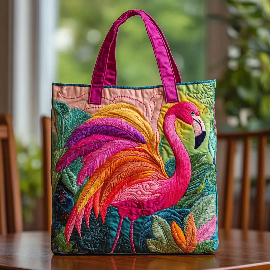 Gesteppter Shopper – Regenbogenflamingo