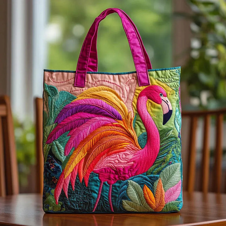 Gesteppter Shopper – Regenbogenflamingo