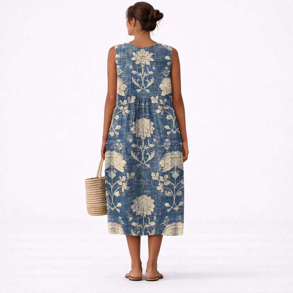 Alberte | Klassisches geblümtes Midi-Kleid