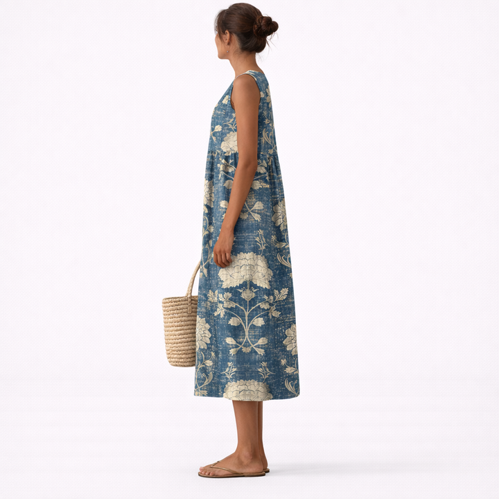 Alberte | Klassisches geblümtes Midi-Kleid