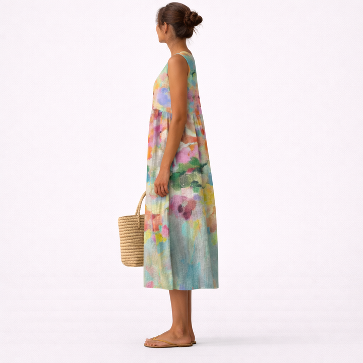 Karla | Elegantes mehrfarbiges Midi-Kleid