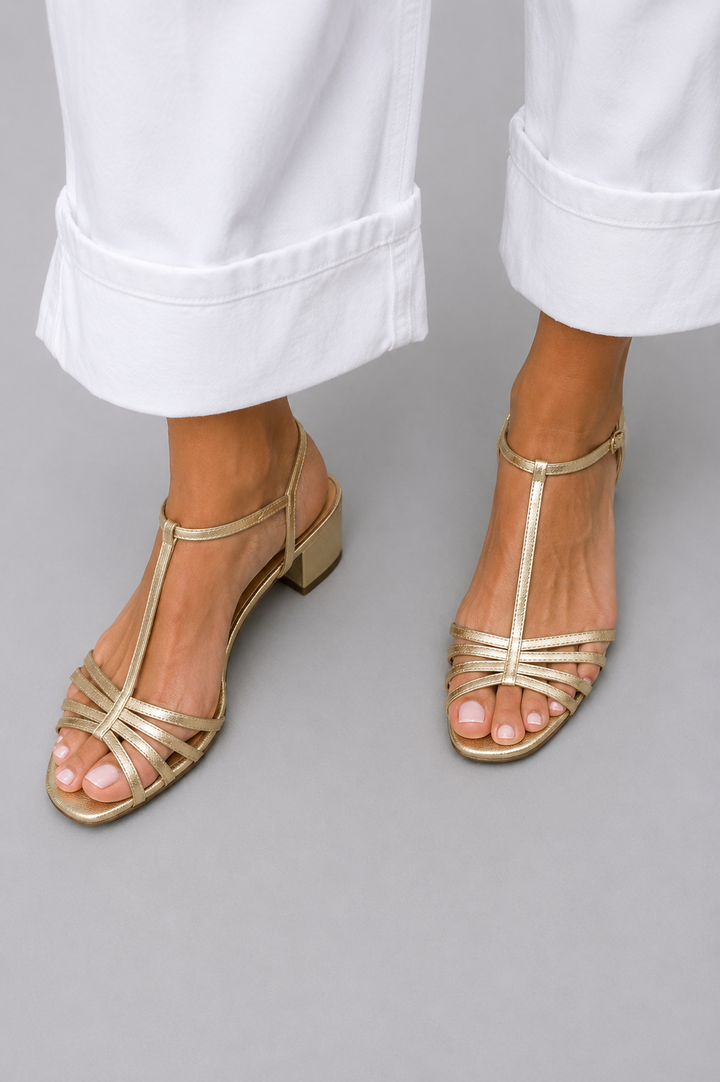 Allegra | Elegante goldene Sandalen