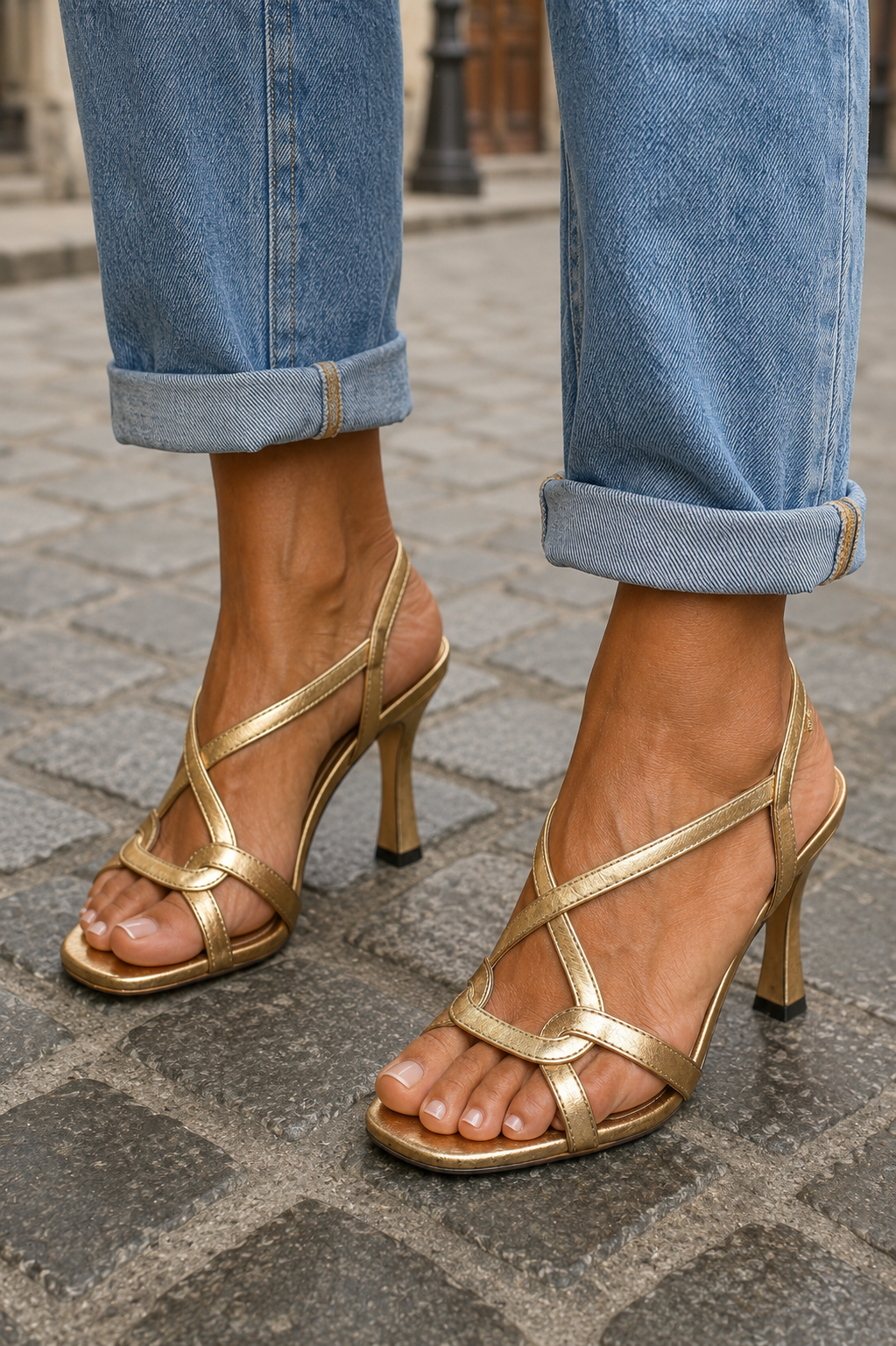 Elisabetta | Goldene Charme-Sandalen
