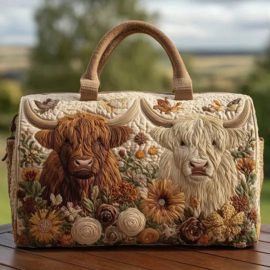 Olympe | Gesteppte Reisetasche Highland-Rind