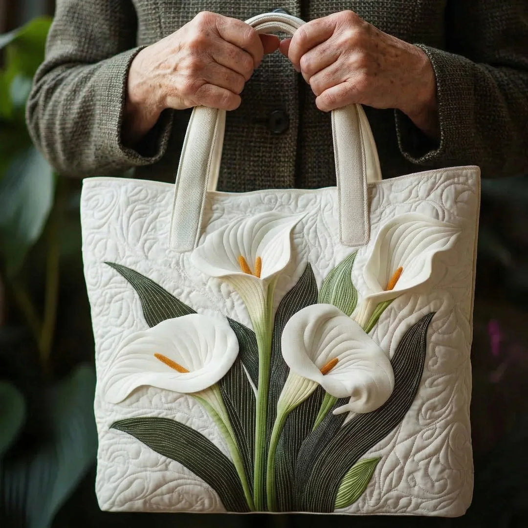 Gesteppter Shopper – Weisse Calla-Lilien