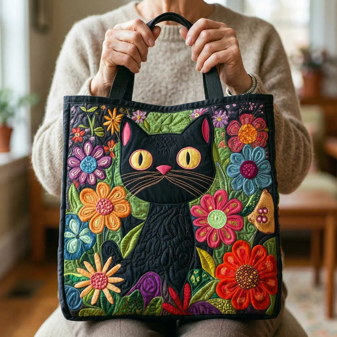 Gesteppter Shopper – Verzauberte schwarze Katze