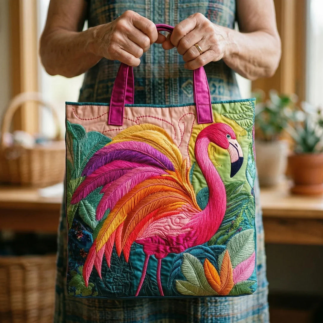 Gesteppter Shopper – Regenbogenflamingo