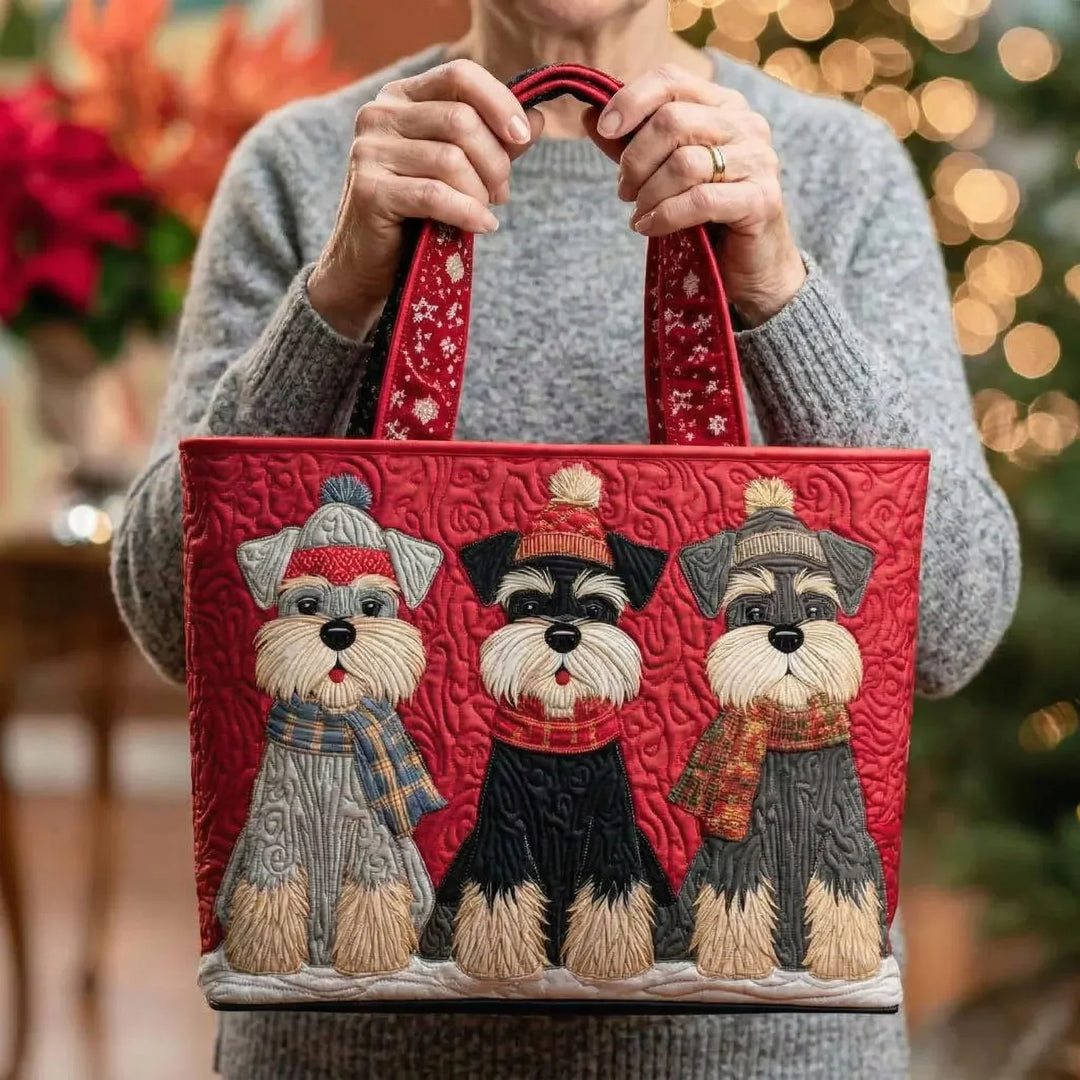 Kunstvoller Shopper – Schnauzer-Trio
