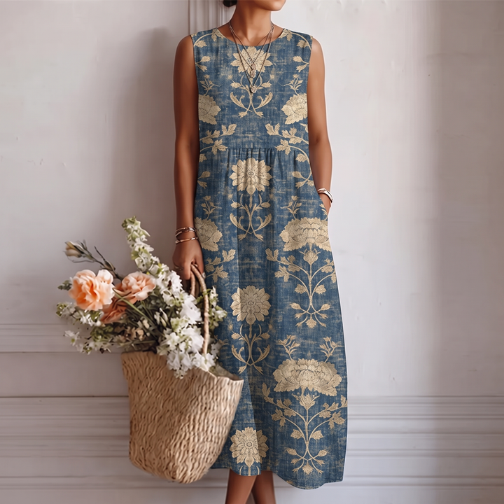 Alberte | Klassisches geblümtes Midi-Kleid