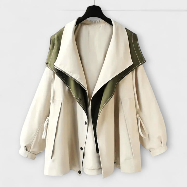 Mera - Cremefarbene Bicolor-Oversized-Jacke