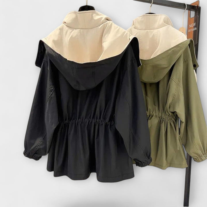 Mera - Cremefarbene Bicolor-Oversized-Jacke